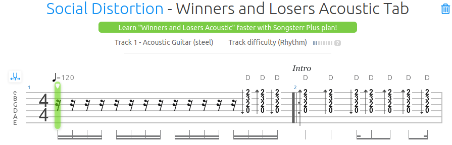Social Distortion - Winners and Losers Acoustic Tab